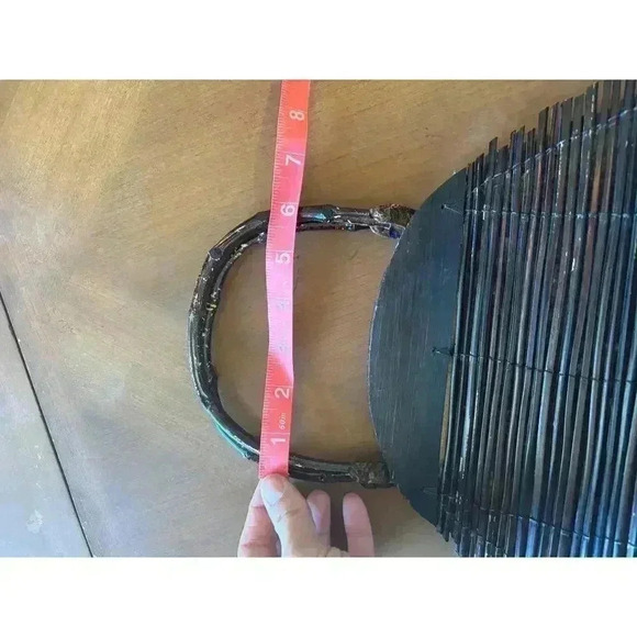 World market wooden purse with bamboo handles very boho artsy look - Picture 14 of 16